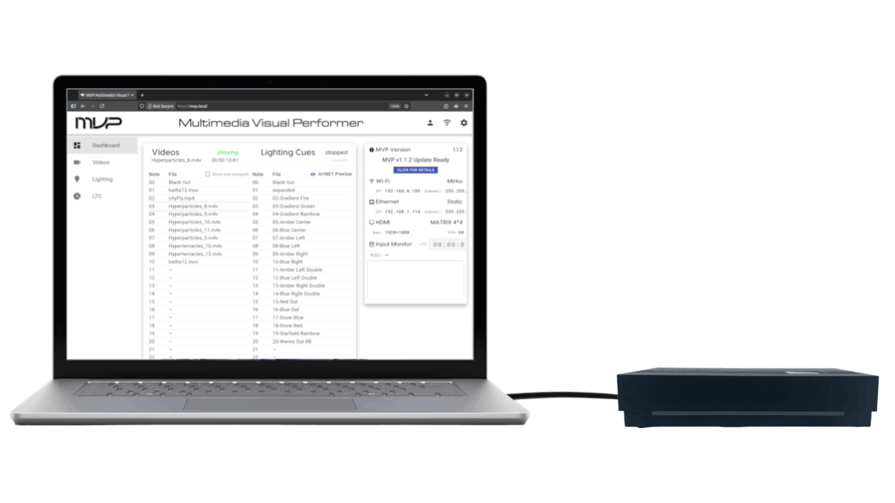 MVP - Multimedia Visual Performer USB connection