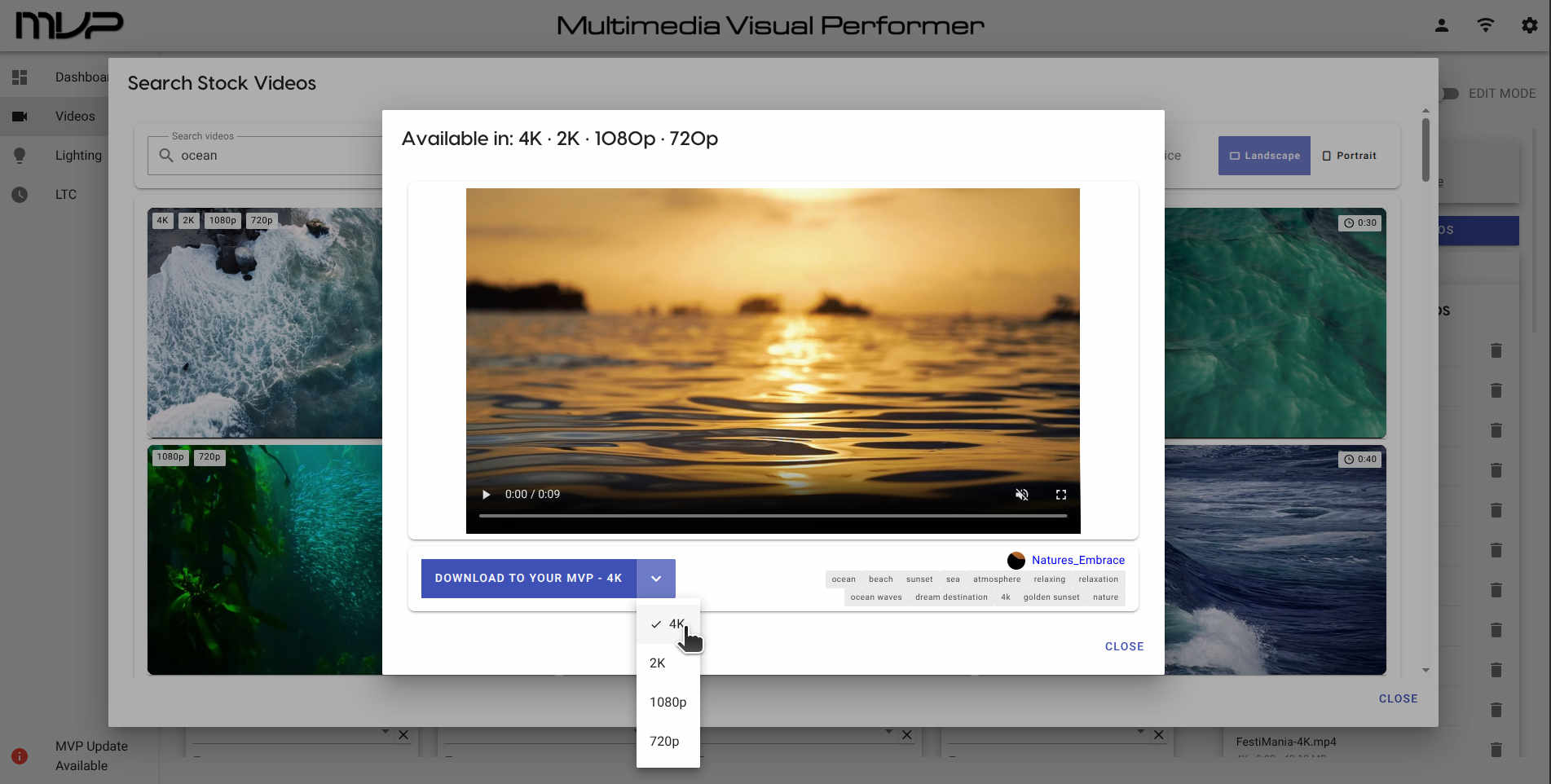 MVP - Multimedia Visual Performer Stock Video Download